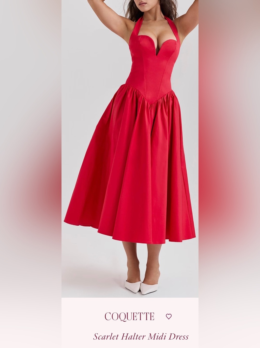 House of CB Red Halter Circle Midi Dress Tie Top Size XS cut label